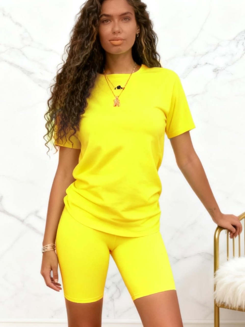 NWT Zity Sports Size S 2pc Yellow Casual Shorts Set